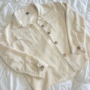 Cream Corduroy Button-Up Jacket